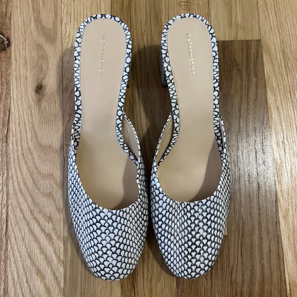 Reformation Block Heeled Mule Snake Print Size 8 - Picture 2 of 6